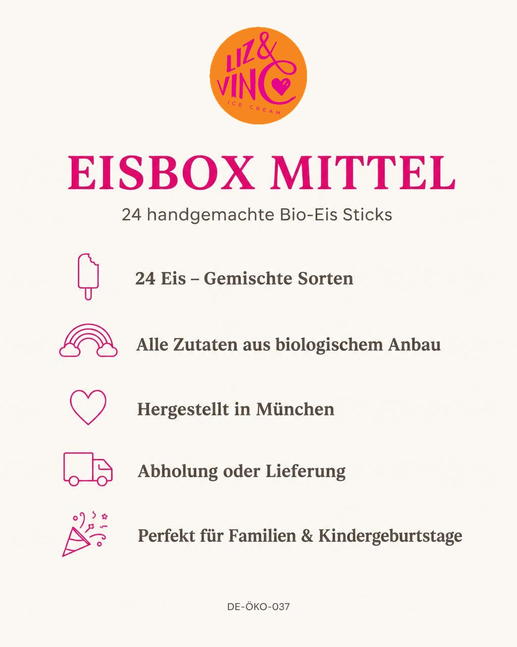 Liz&Vinc Eisbox Mittel •24 Eis-Sticks•